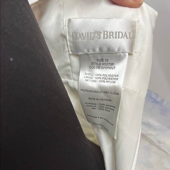 David's Bridal Cream Tiered Ruffled Sleeveless Dress for Weddings. Mini Bride - Picture 3 of 8